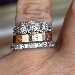 1.07 Carat Natural Diamond Past, Present, Future 14K Gold Engagement Ring $5,600